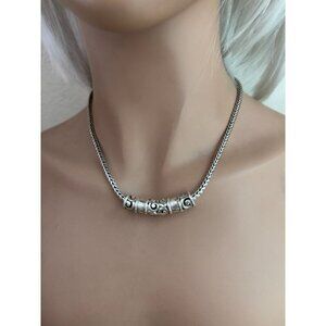 Brighton Barbados Collar Silver Retired Necklace With Brighton Pouch beads